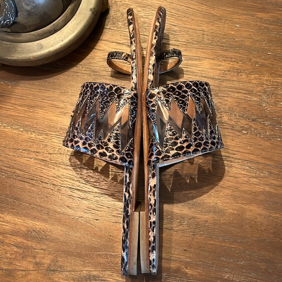Alexa Wagner Snakeskin Flat Sandals - Picture 6 of 12